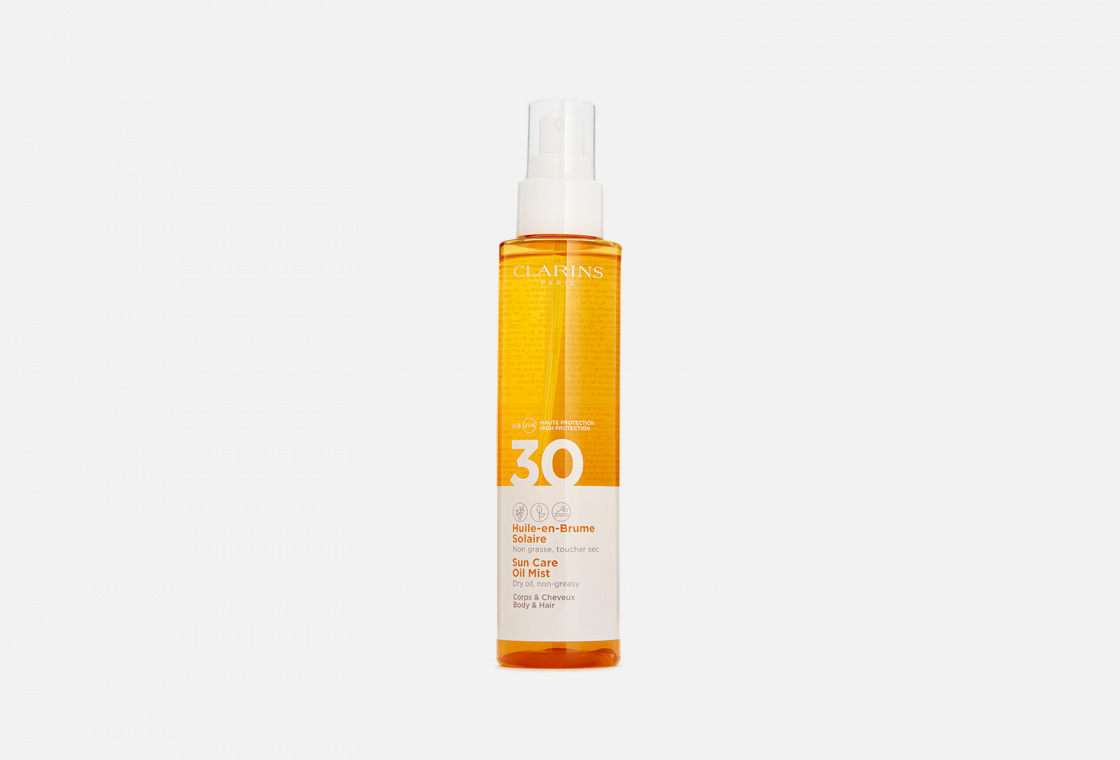 Солнцезащитное масло-спрей для тела и волос SPF 30  Clarins Huile-en-Brume Solaire
