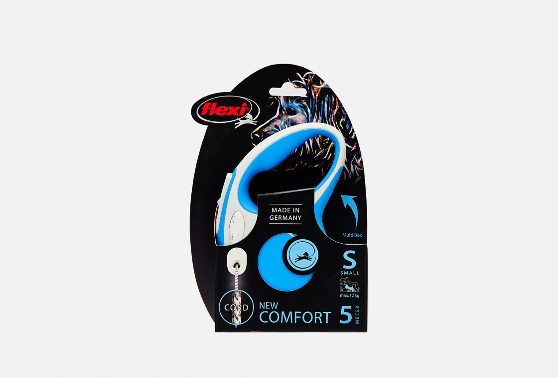 Поводок-рулетка для собак до 12 кг  Flexi New Comfort S Cord 5 m, blue