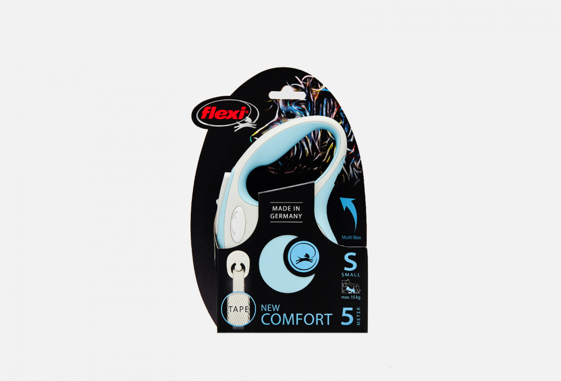 Поводок-рулетка для собак до 15 кг   Flexi New Comfort S Tape 5 m, light blue