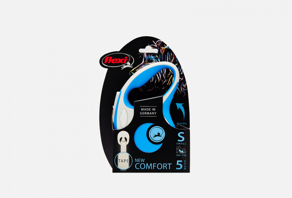 Поводок-рулетка для собак до 15 кг  Flexi New Comfort S Tape 5 m, blue