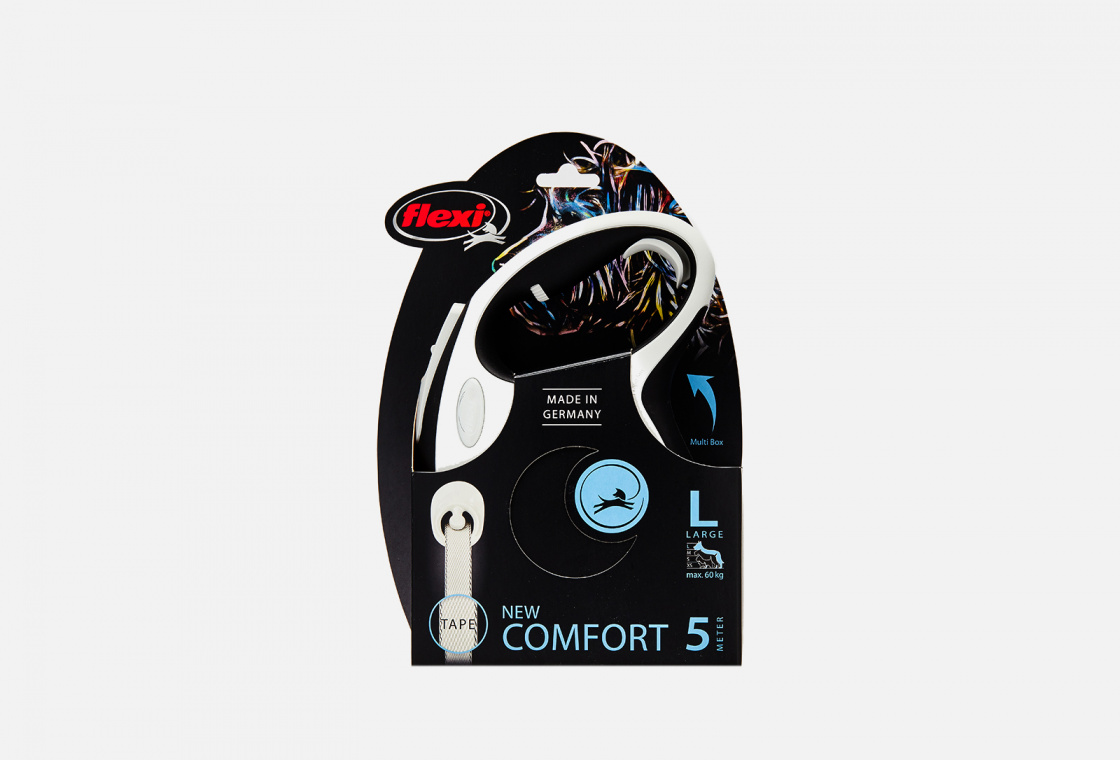 Поводок-рулетка для собак до 60 кг  Flexi New Comfort L Tape 5 m, black