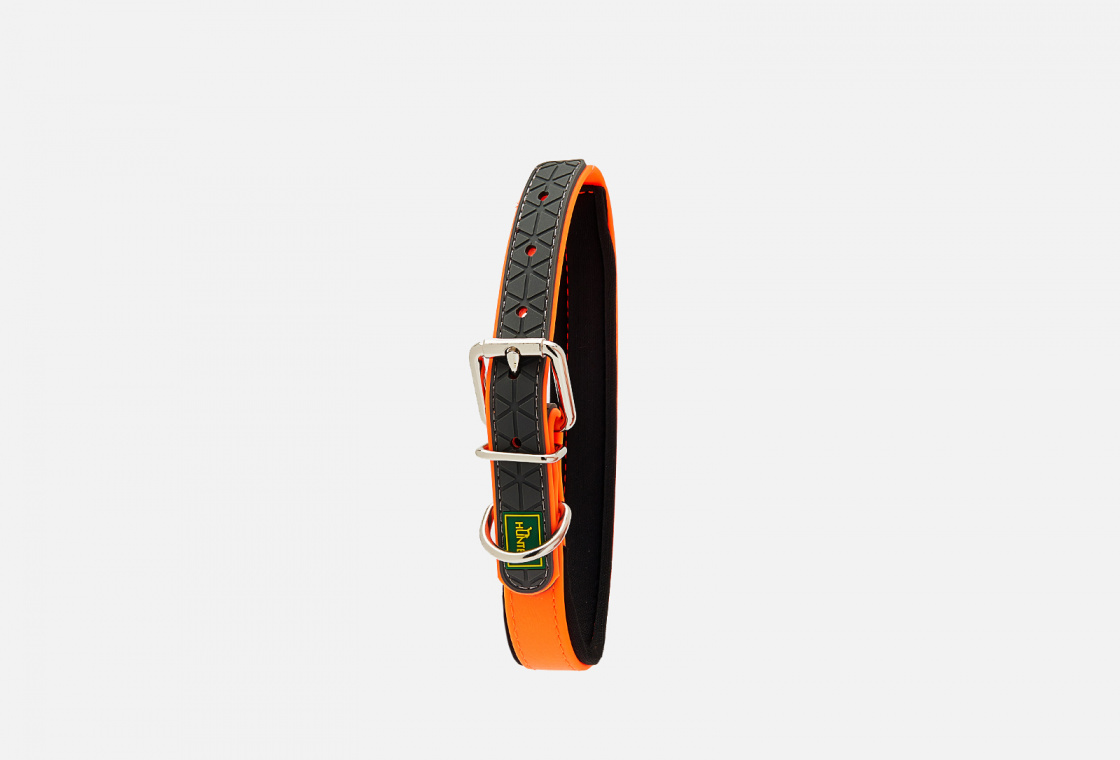 Ошейник для собак биотановый с мягкой горловиной Hunter neon orange, 45 cm,