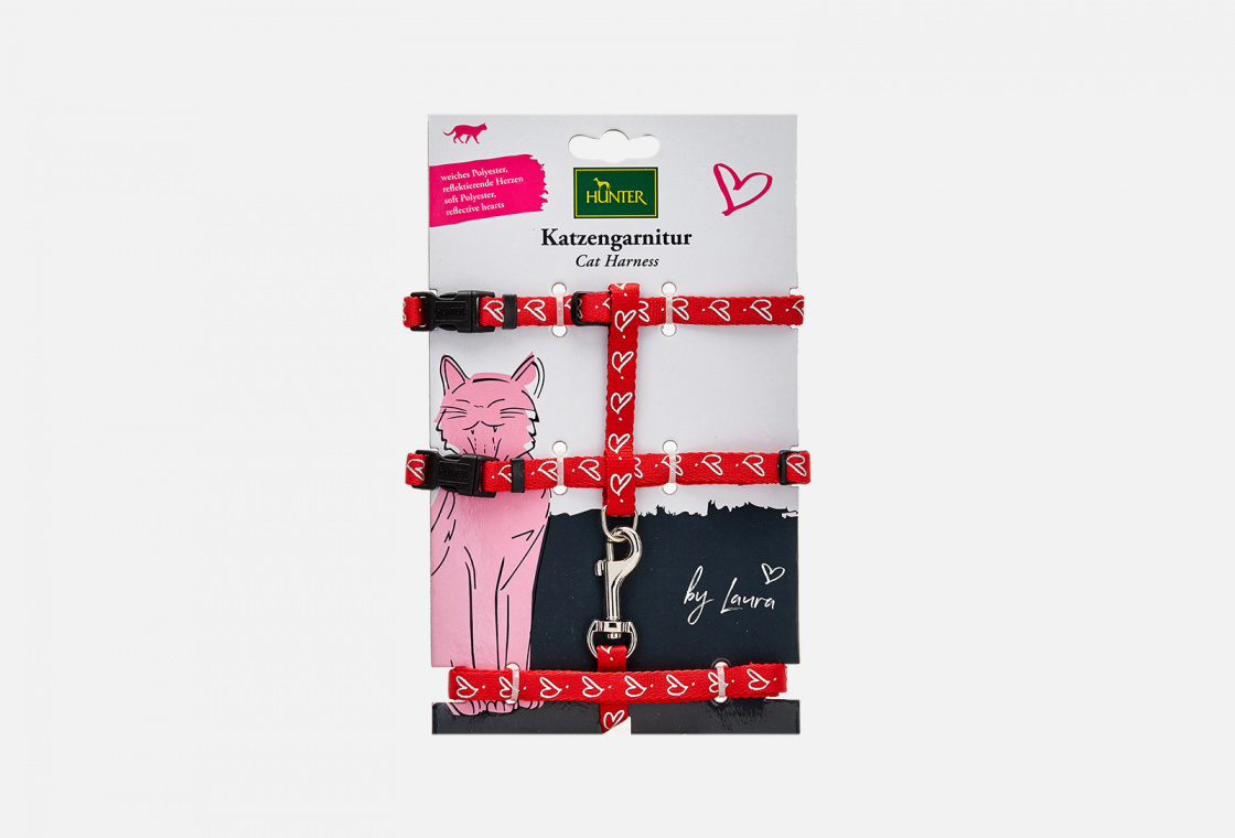 Шлейка для кошек из нейлона, красная Hunter Cat harness + leash 