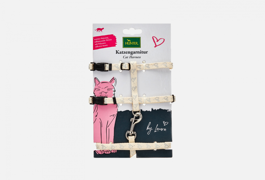 Шлейка для кошек из нейлона, кремовая Hunter Cat harness + leash 