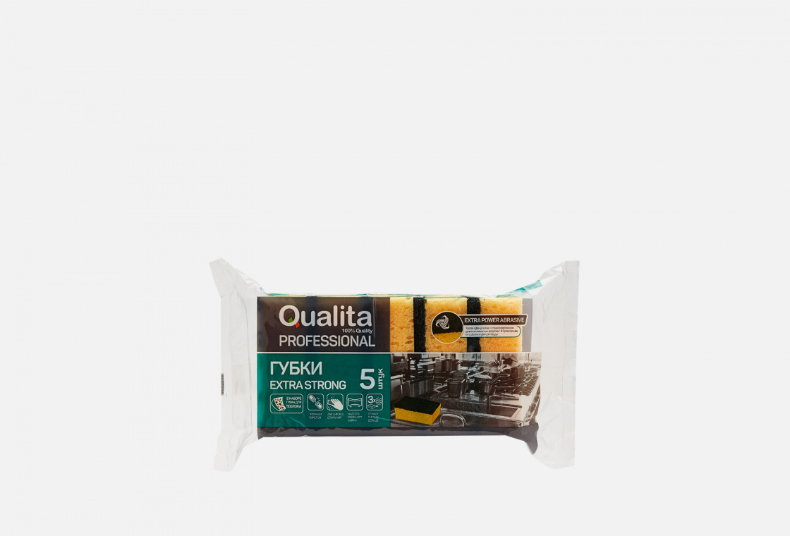 Губки кухонные 5 штук Qualita Extra strong