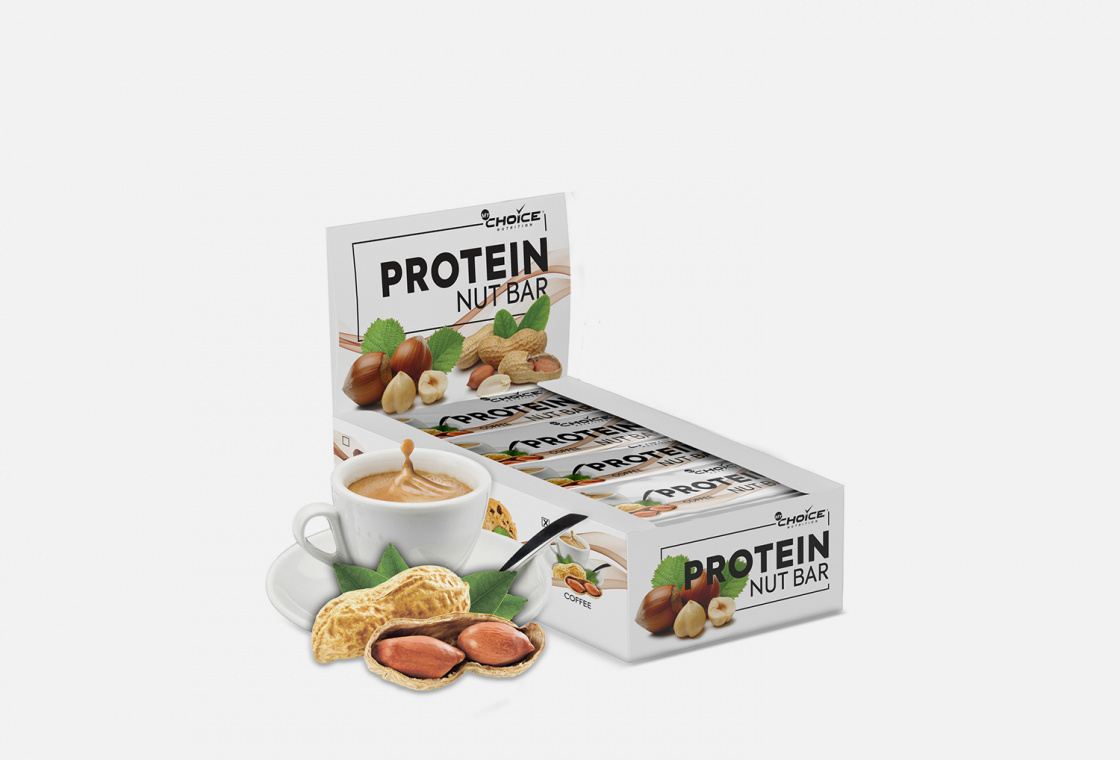 Протеиновые батончики со вкусом Кофе 20 шт х 40гр  MyChoice Nutrition Protein nut bar