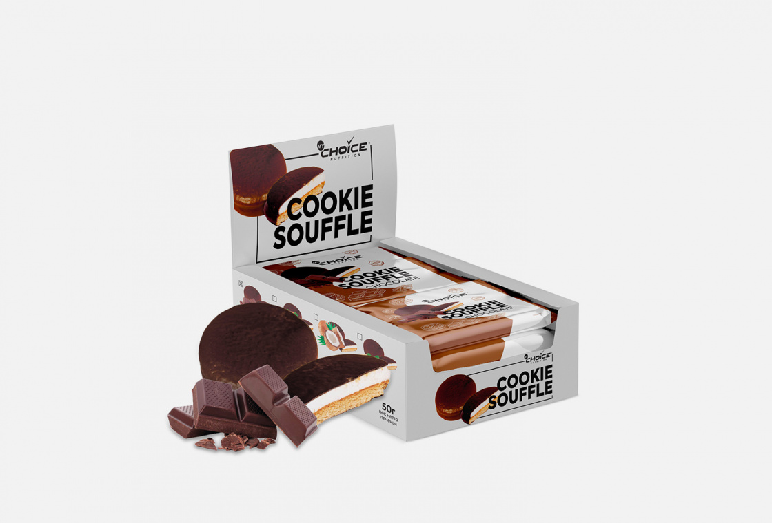 Протеиновое печенье со вкусом Шоколада 9шт х 50гр  MyChoice Nutrition Cookie souffle