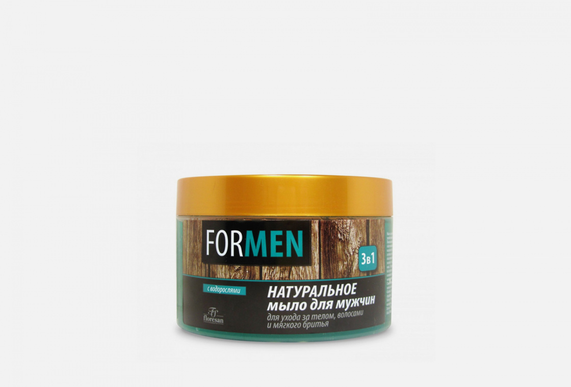 Мыло натуральное для мужчин для ухода за кожей, волосами и мягкого бритья  Floresan for men с водорослями