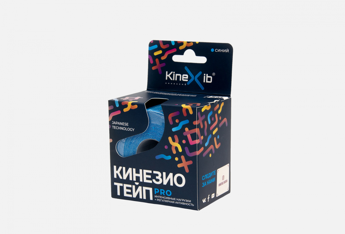 Тейп (бинт) нестерильный адгезивный восстанавливающий Kinexib Kinesio Tape PRO 5m*5cm blue
