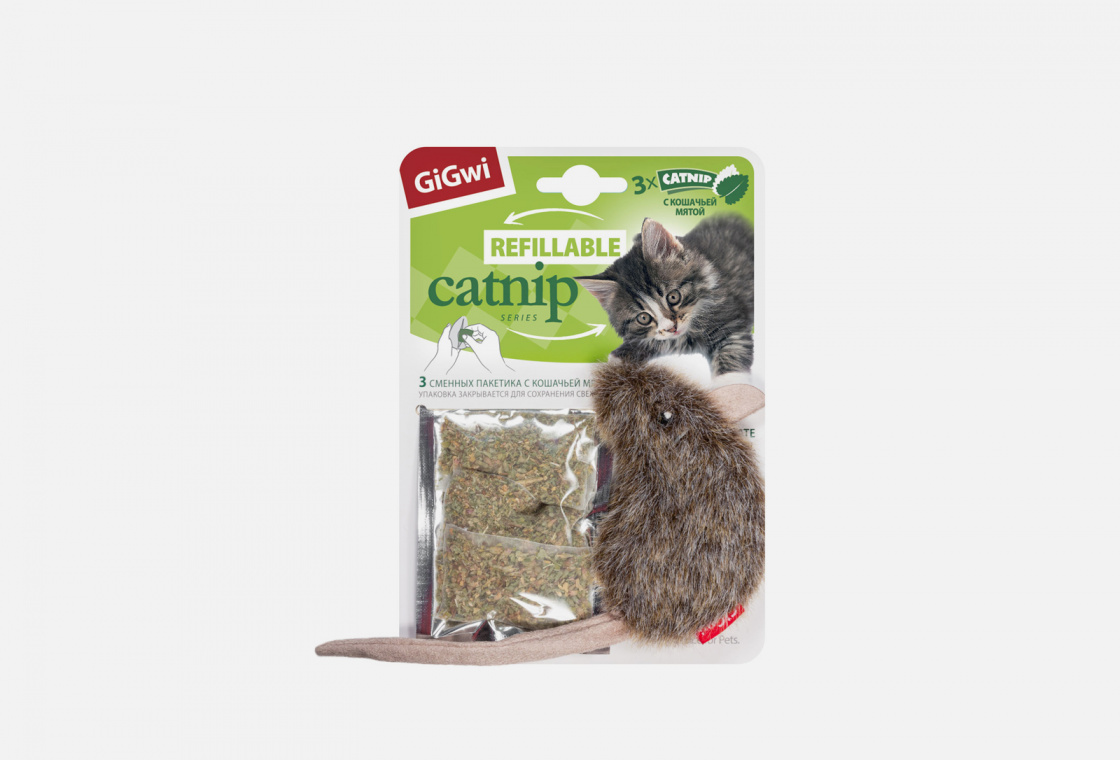 Игрушка для кошек  Gigwi Мышка с кошачьей мятой