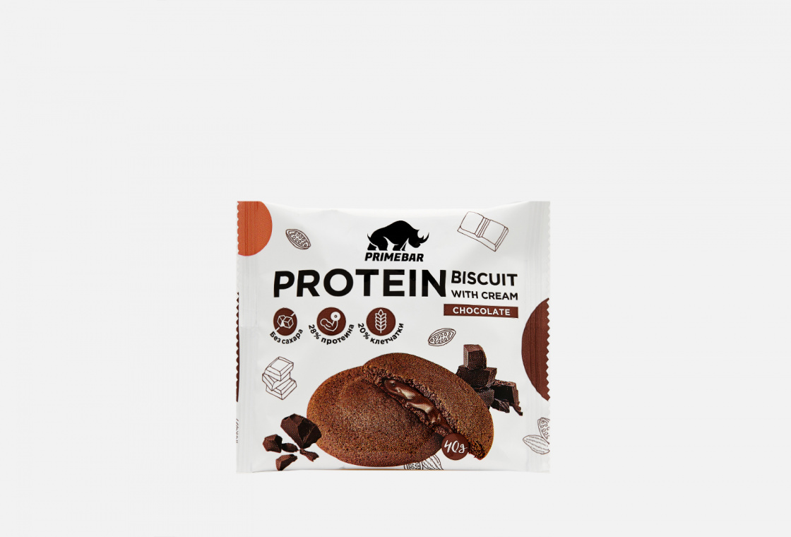 Печенье протеиновое с кремовой начинкой Шоколад  PRIMEBAR PROTEIN BISCUIT