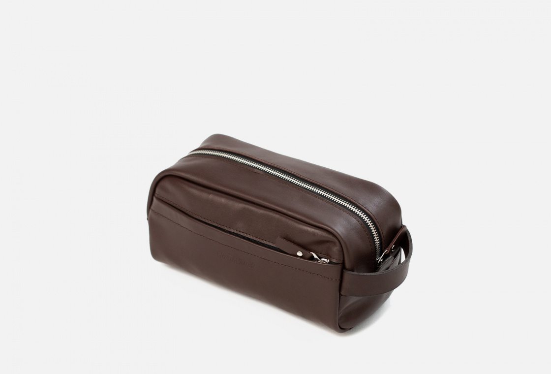 Несессер-сумка из натуральной кожи, коричневая HARD CRAFT Travel case made of genuine leather, brown