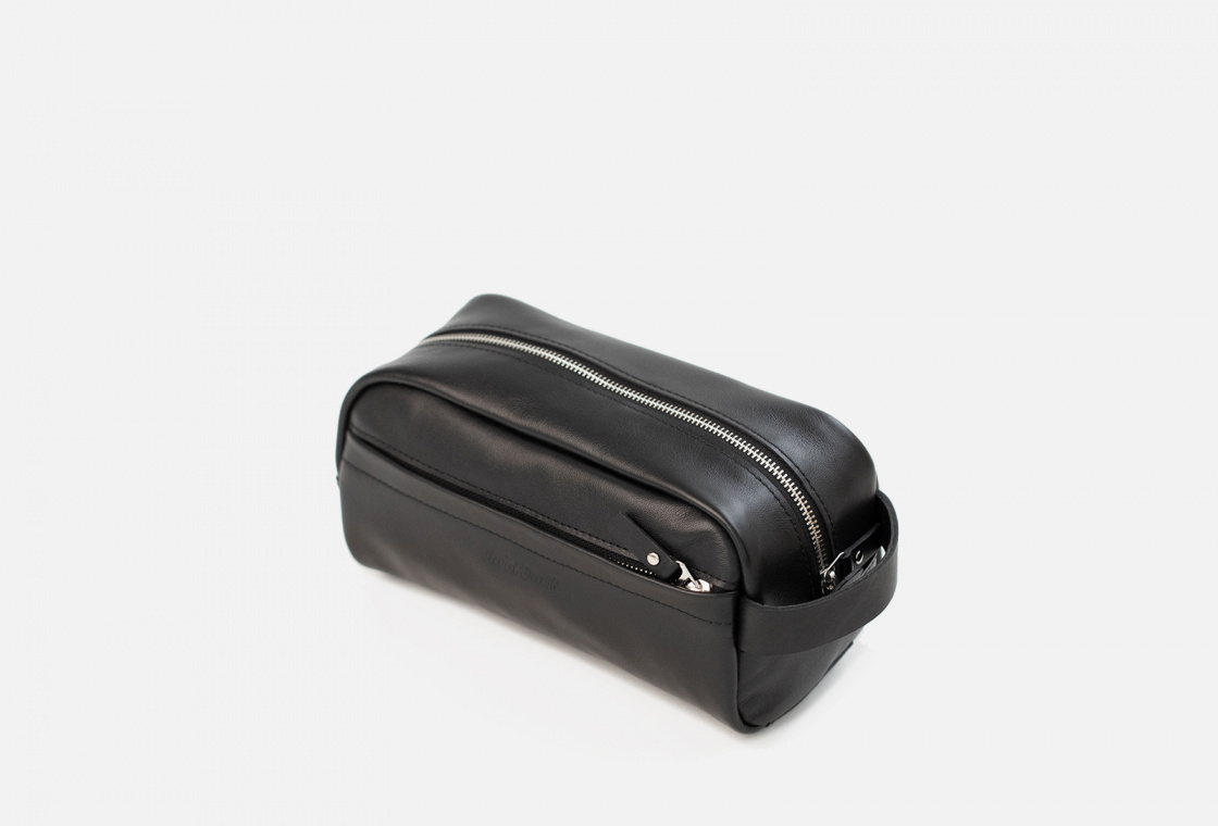 Несессер-сумка из натуральной кожи, чёрная HARD CRAFT Travel case made of genuine leather, black