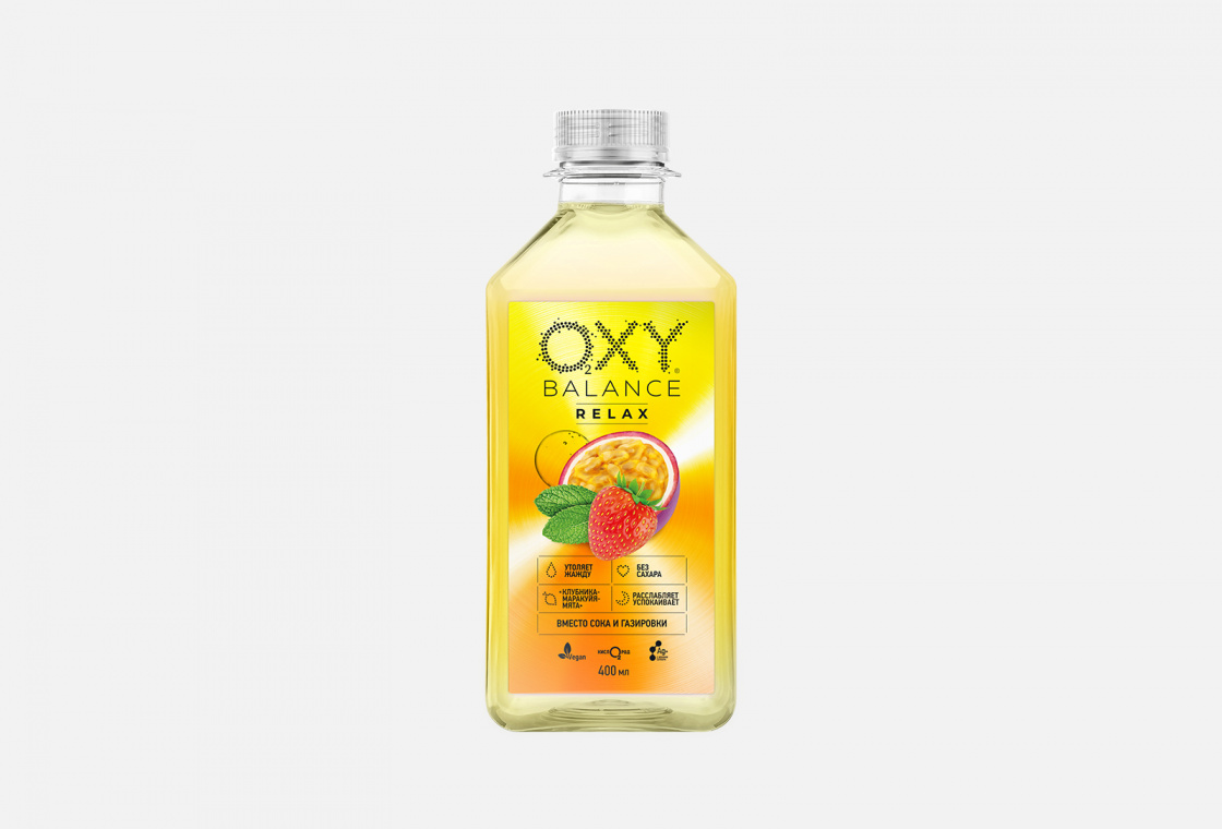 Напиток на основе артезианской воды со вкусом клубника-маракуйя-мята   Oxy Balance Relax