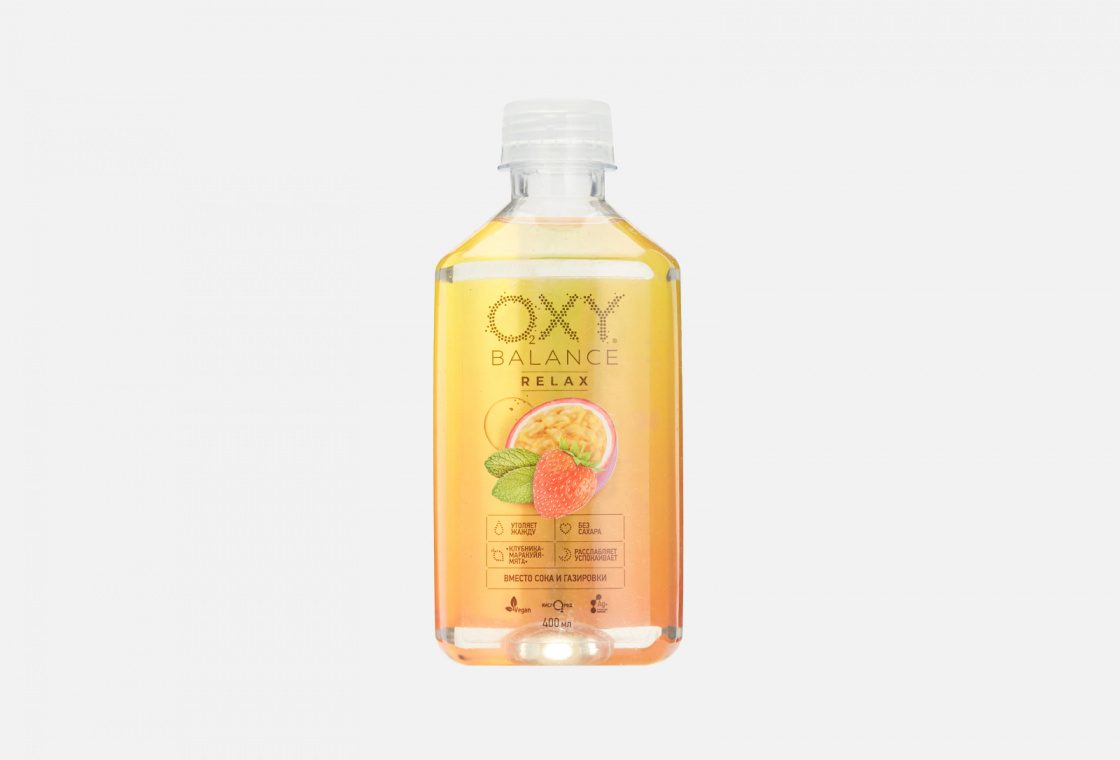 Напиток на основе артезианской воды со вкусом клубника-маракуйя-мята   Oxy Balance Relax