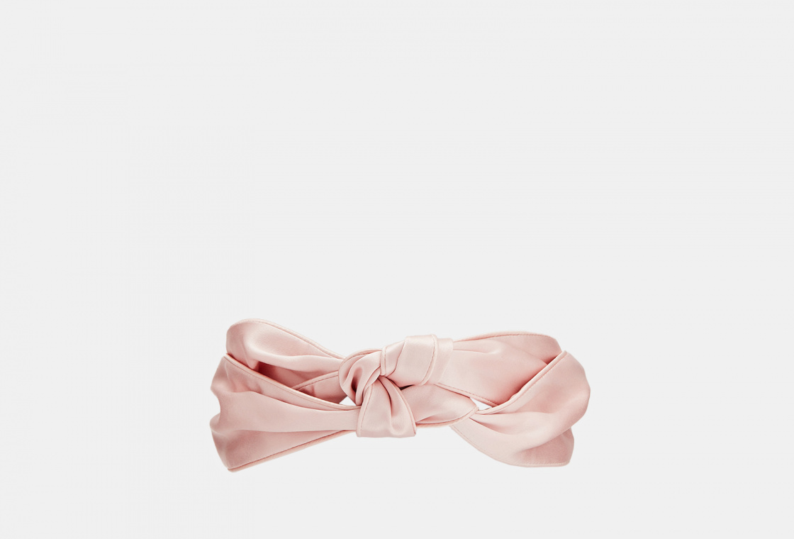 шелковая повязка с узлом AYRIS SILK розовая пудра