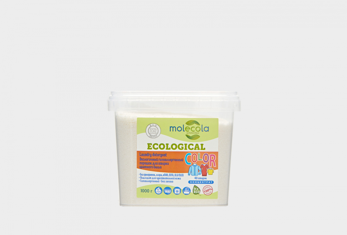 Экологичный порошок для стирки цветного белья  MOLECOLA CONCENTRATE
