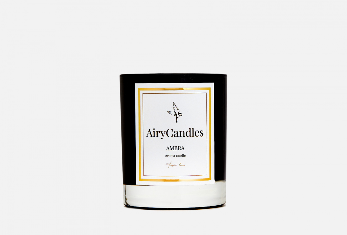 Свеча ароматическая с деревянным фитилем  AiryCandles AMBRA Black Edition