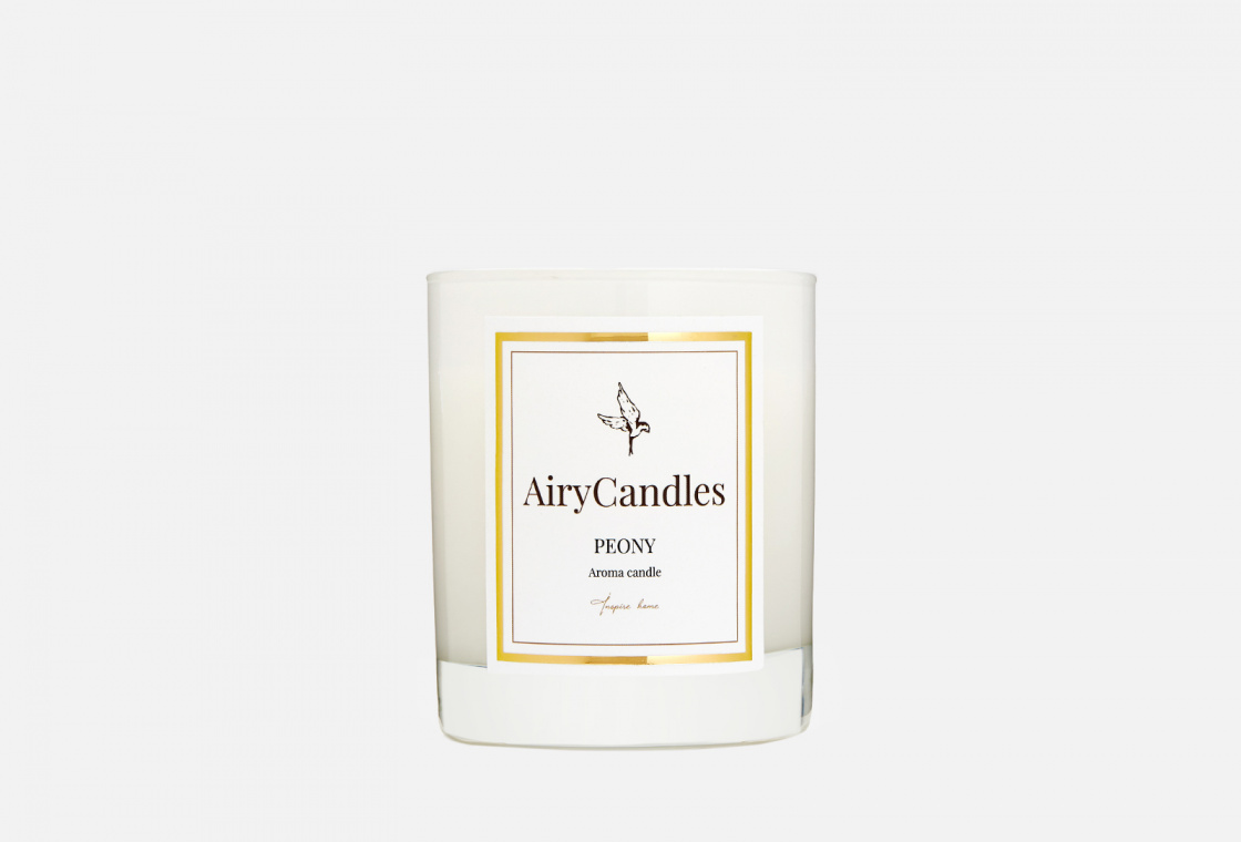 Свеча ароматическая с деревянным фитилем  AiryCandles PEONY White Edition