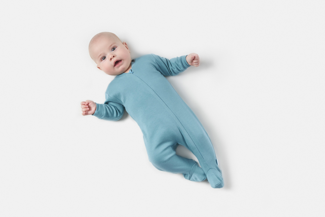 комбинезон слип для малышей (интерлок) LEMIVE из двойного хлопкового трикотажа, светло голубой