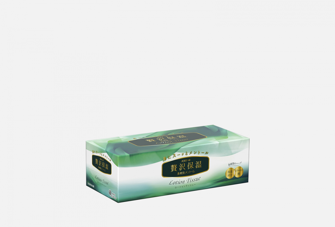 Салфетки бумажные в коробке Elleair Lotion tissue Extra soothing +menthol