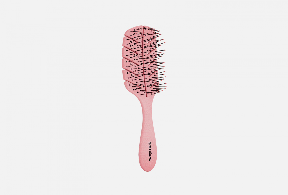 Массажная мини био-расческа для волос  Solomeya Scalp massage bio hair brush mini Pink