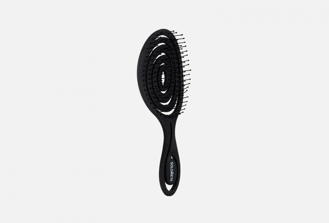 Подвижная био-расческа для волос Solomeya Detangling bio hair brush Black