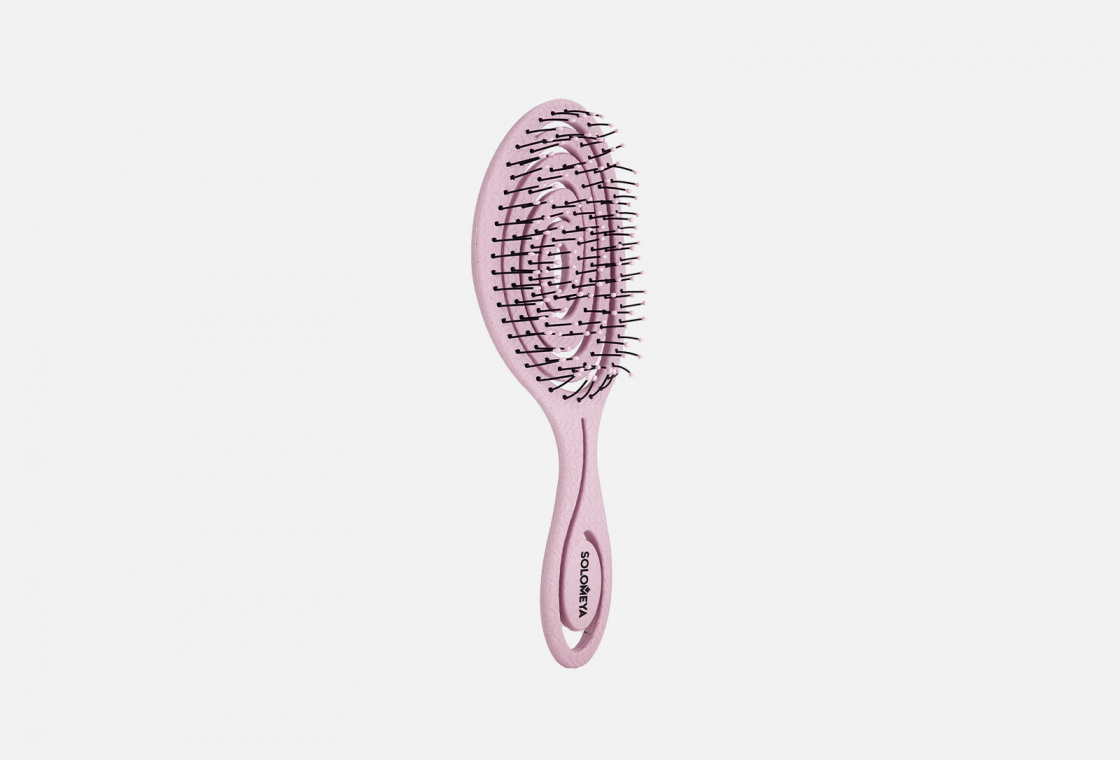 Подвижная био-расческа для волос Solomeya Detangling bio hair brush Light pink