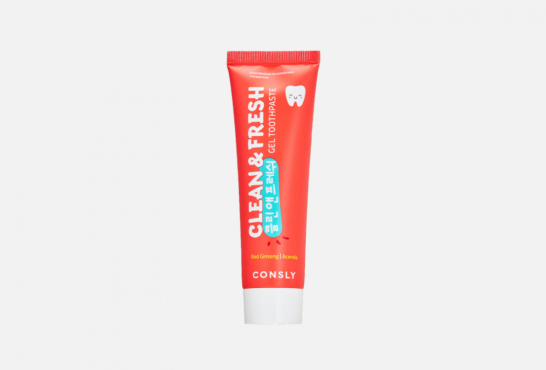 Гелевая зубная паста с экстрактами красного женьшеня и ацеролы CONSLY Clean&Fresh Red Ginseng & Acerola Gel Toothpaste