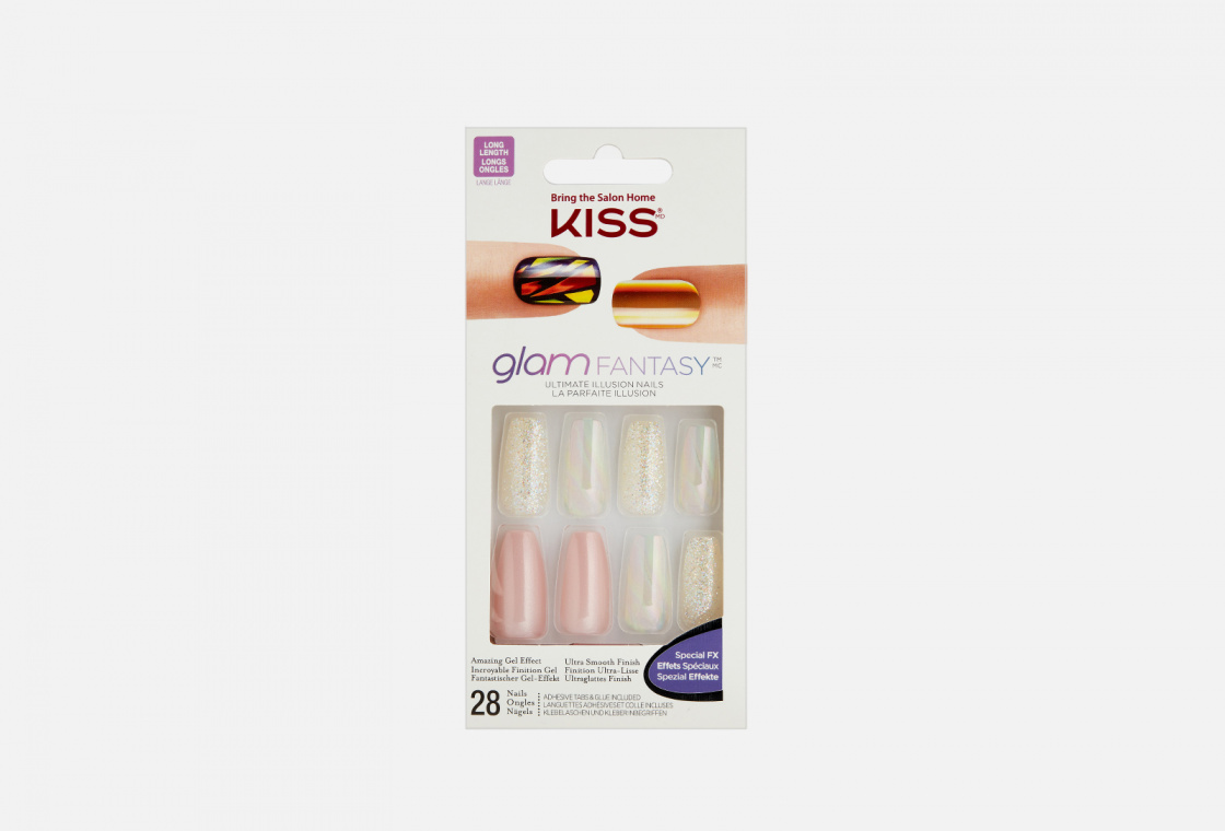 Набор накладных ногтей с клеем короткой длины  KISS NEW YORK Professional Rose Quartz