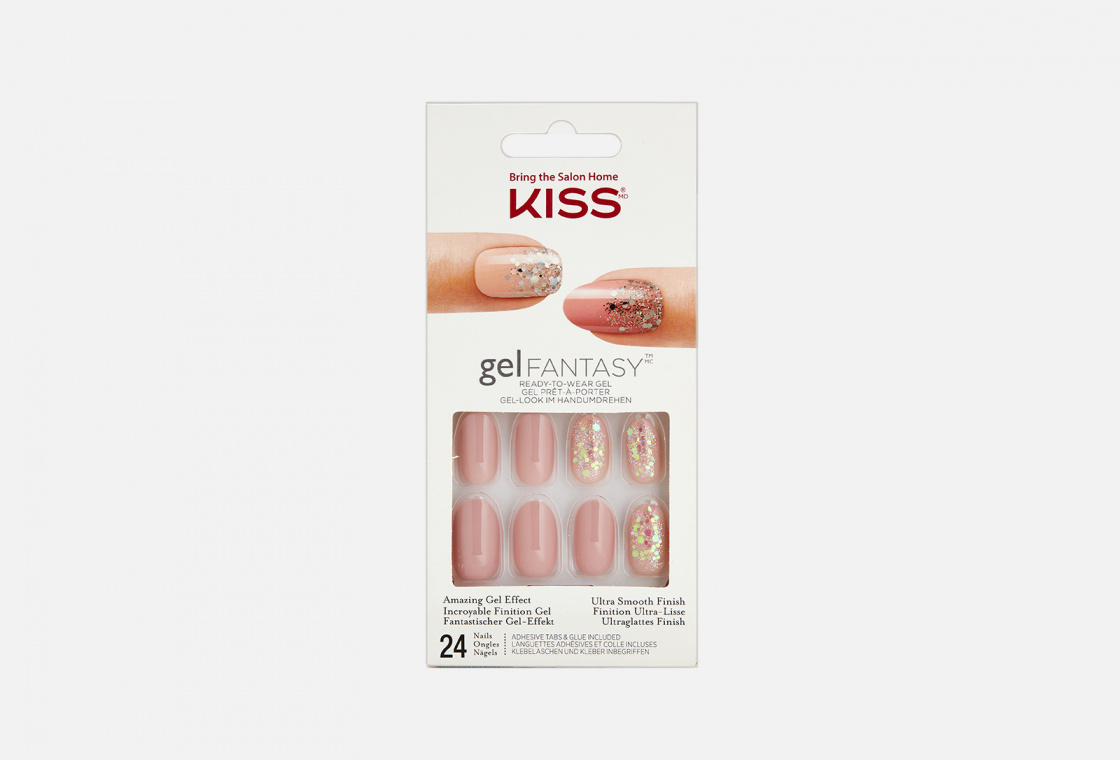 Набор накладных ногтей с клеем короткой длины  KISS NEW YORK Professional Pink dust