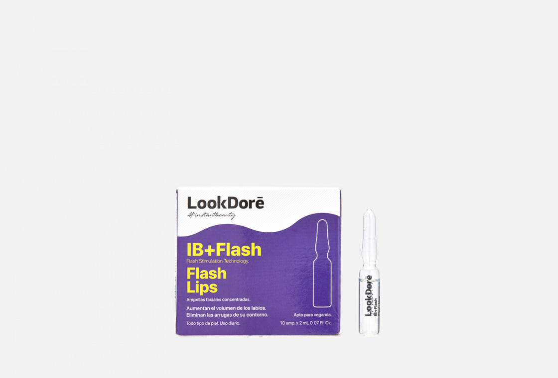 Концентрированная сыворотка в ампулах для губ, 10 x 2 мл LookDore IB+FLASH AMPOULES FLASH LIPS