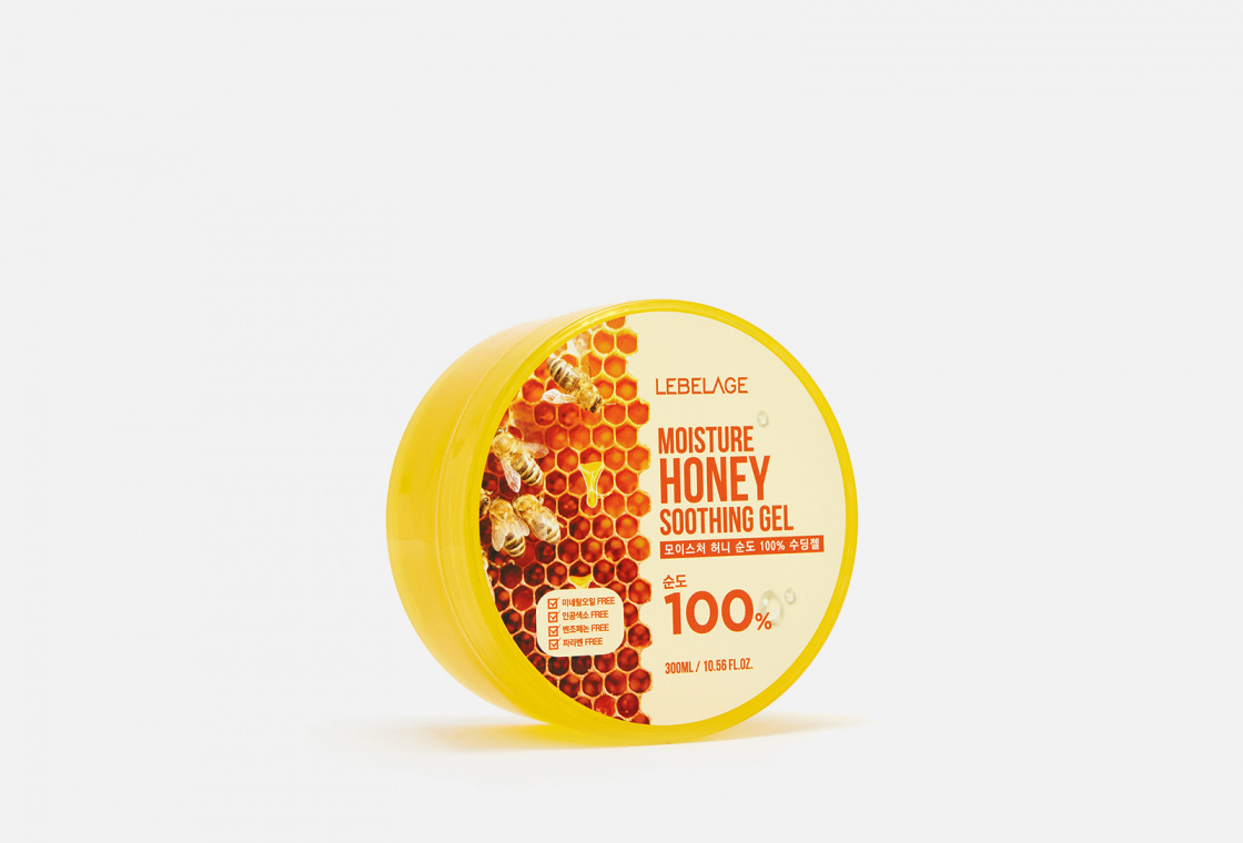 Гель для лица увлажняющий, успокаивающий с экстрактом меда Lebelage Moisture Honey 100% Soothing Ge