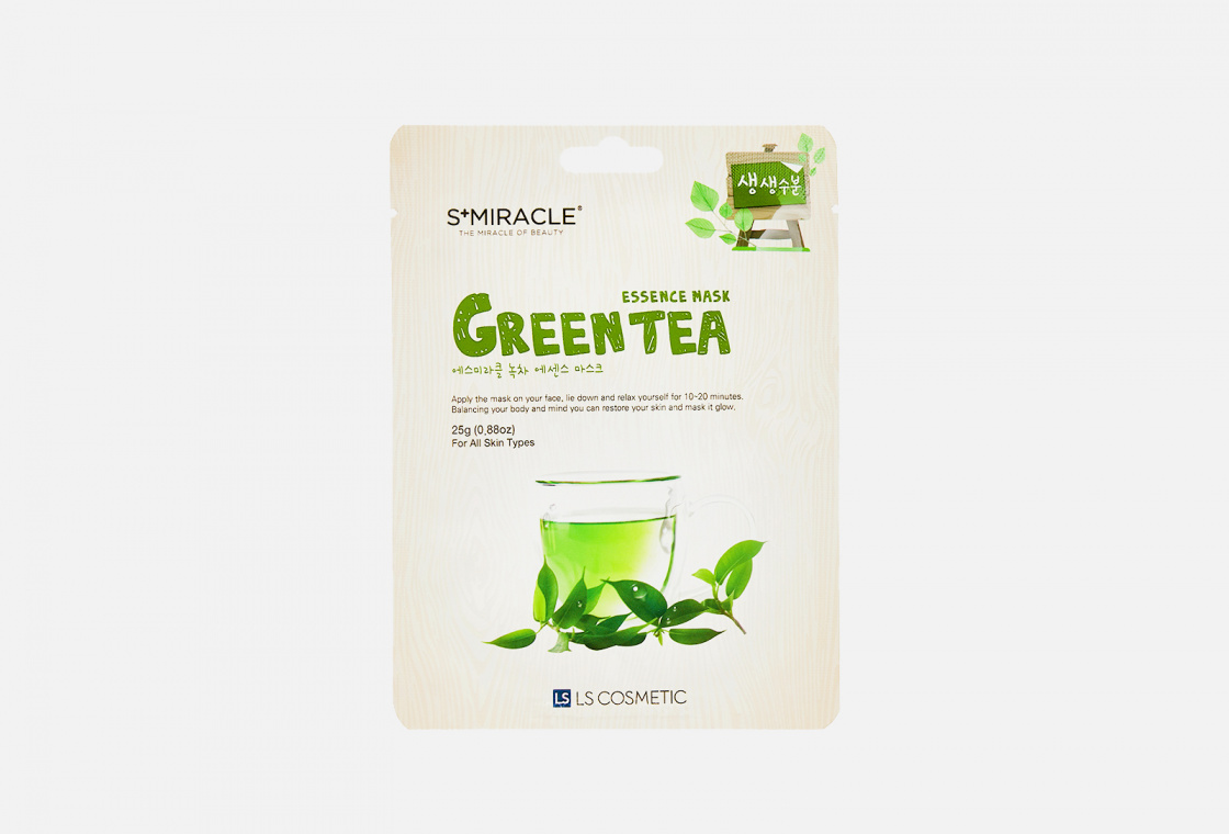Тканевая маска для лица S-miracle  green tea