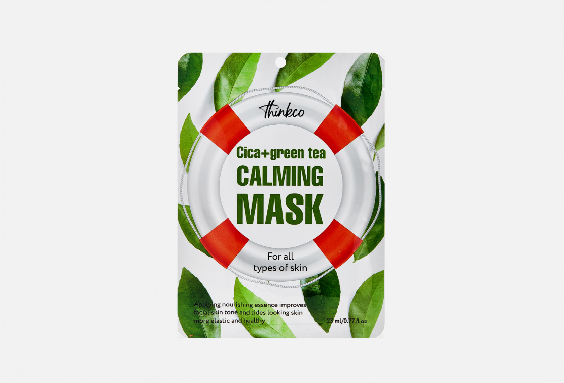 Тканевая маска для лица с центеллой азиатской и зеленым чаем thinkco Cica + Green Tea CALMING MASK