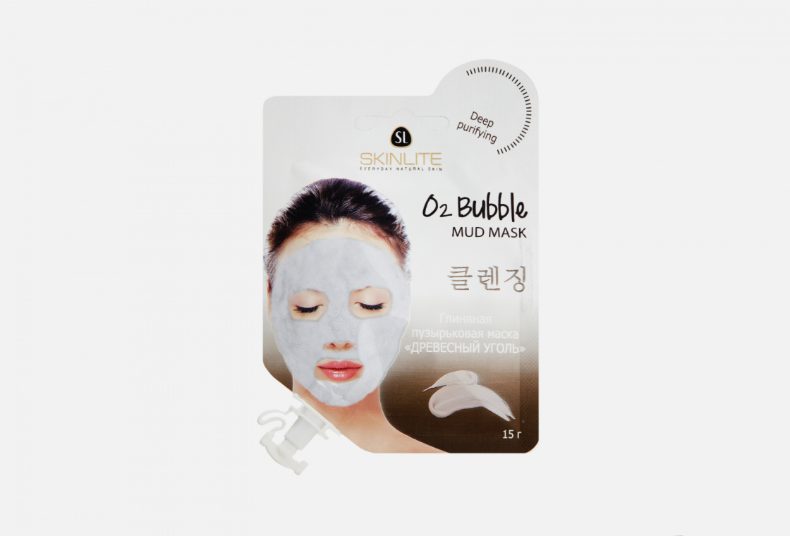 Глиняная пузырьковая маска Skinlite Древесный уголь