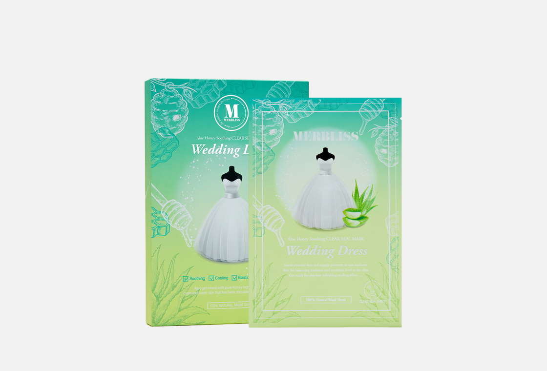 Набор успокаивающих масок с мёдом и алоэ MERBLISS Wedding Dress Aloe Honey Soothing Clear Seal Mask