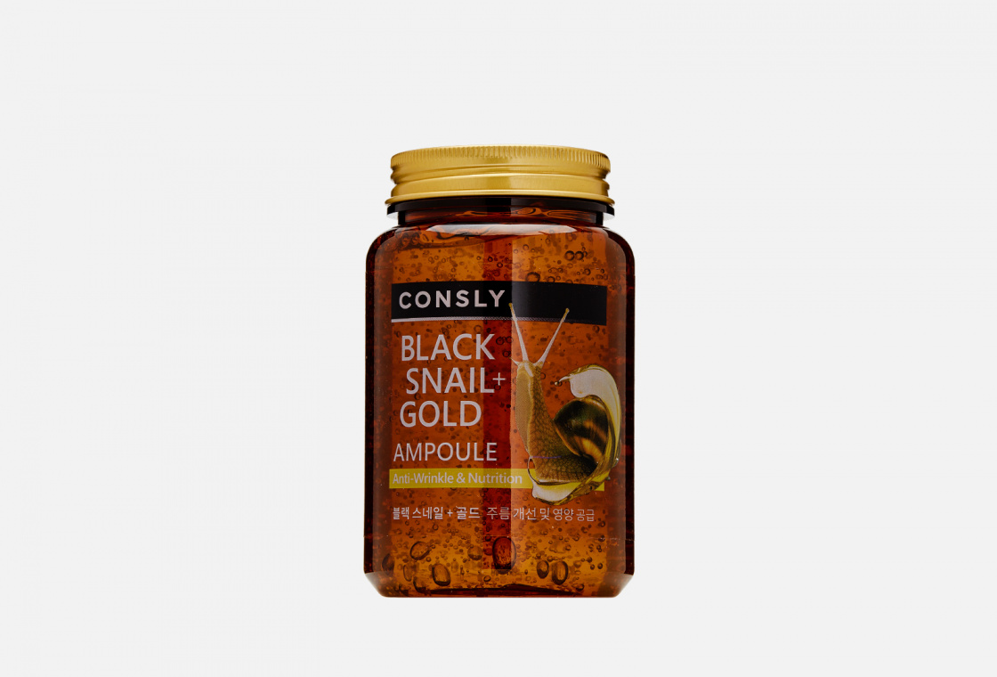 Многофункциональная омолаживающая ампульная сыворотка с муцином черной улитки и золотом CONSLY Black Snail & 24K Gold All-in-One Ampoule