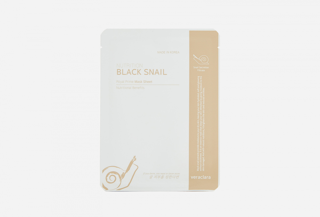 Маска на тканевой основе с муцином черной улитки Clara's Choice Black Snail Mask Sheet